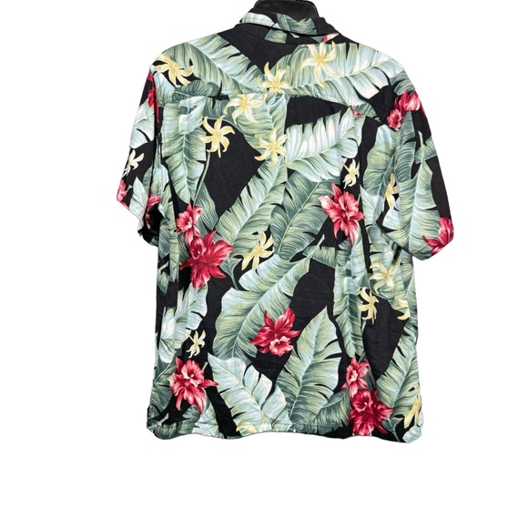 Kona Malia Button Up Shirt Men M Black Green Floral Hawaiian Casual Vacation USA - Picture 4 of 11